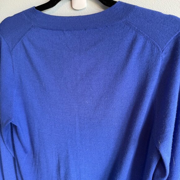 J.Crew Womens Blue V-Neck 100% Merino Wool Sweater Lightweight Cozy Cottagecore - Picture 7 of 10